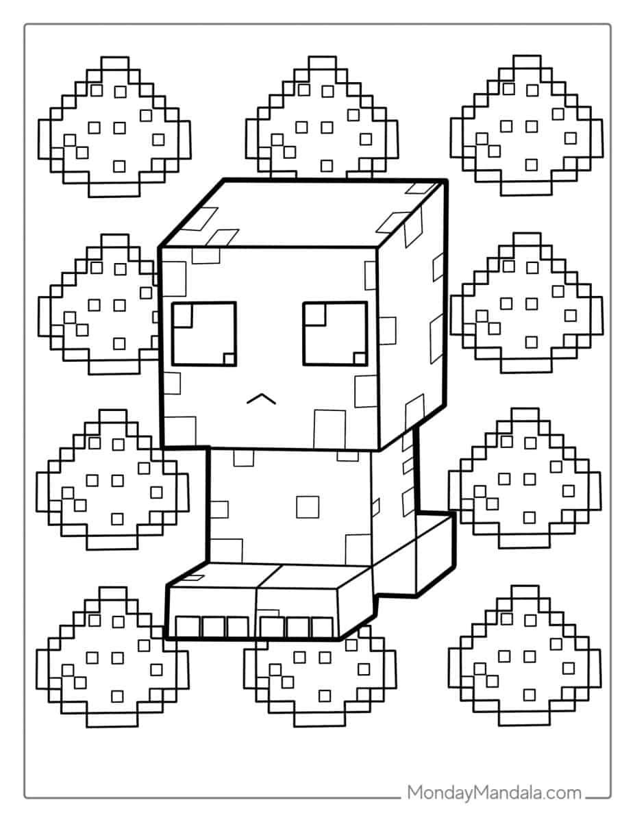 Çocuklar İçin Minecraft Boyama Sayfaları 