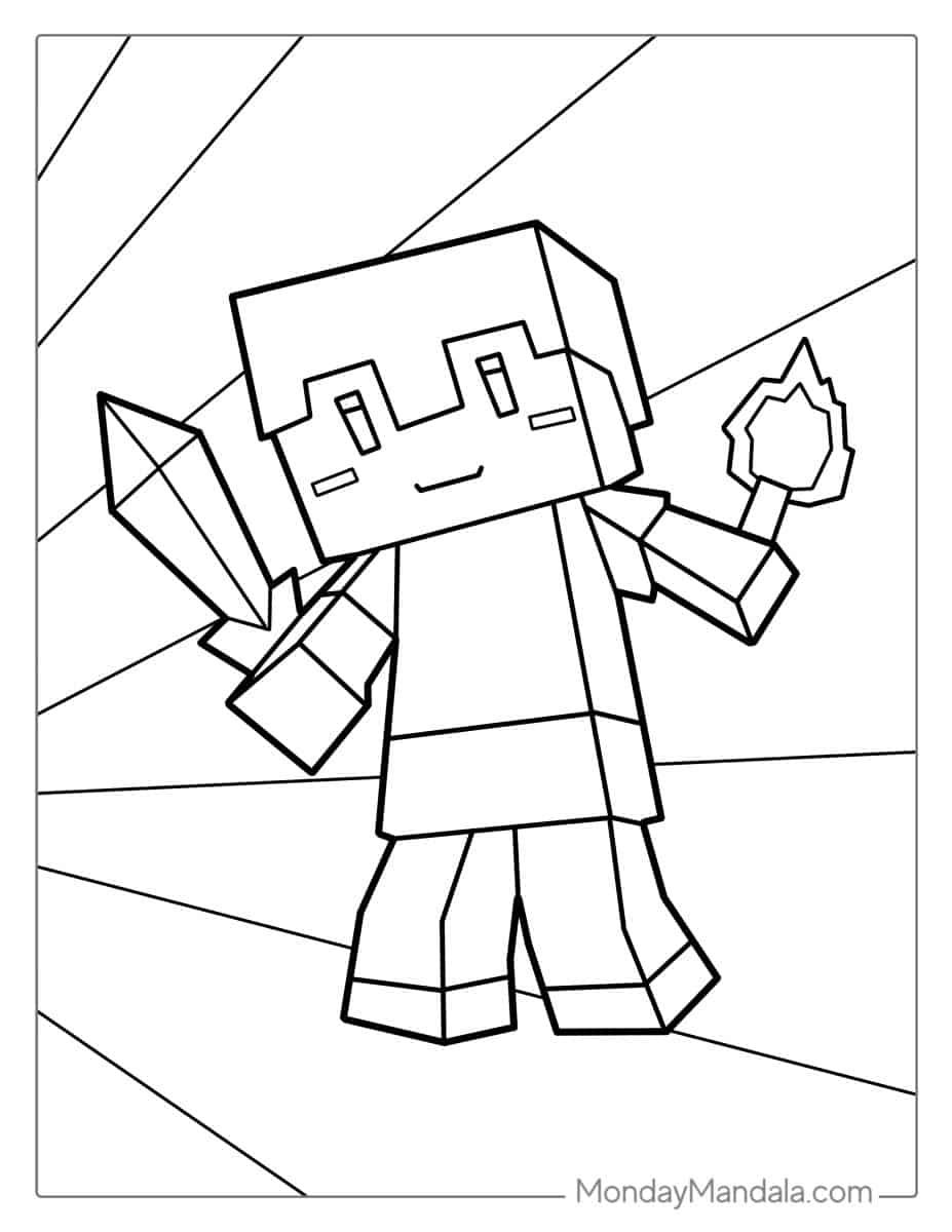 Çocuklar İçin Minecraft Boyama Sayfaları 