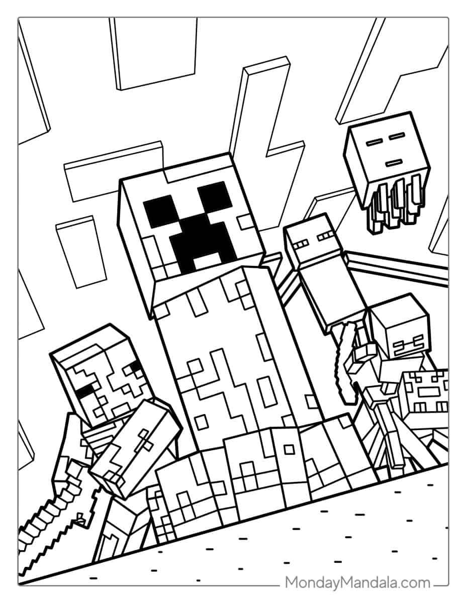Çocuklar İçin Minecraft Boyama Sayfaları 
