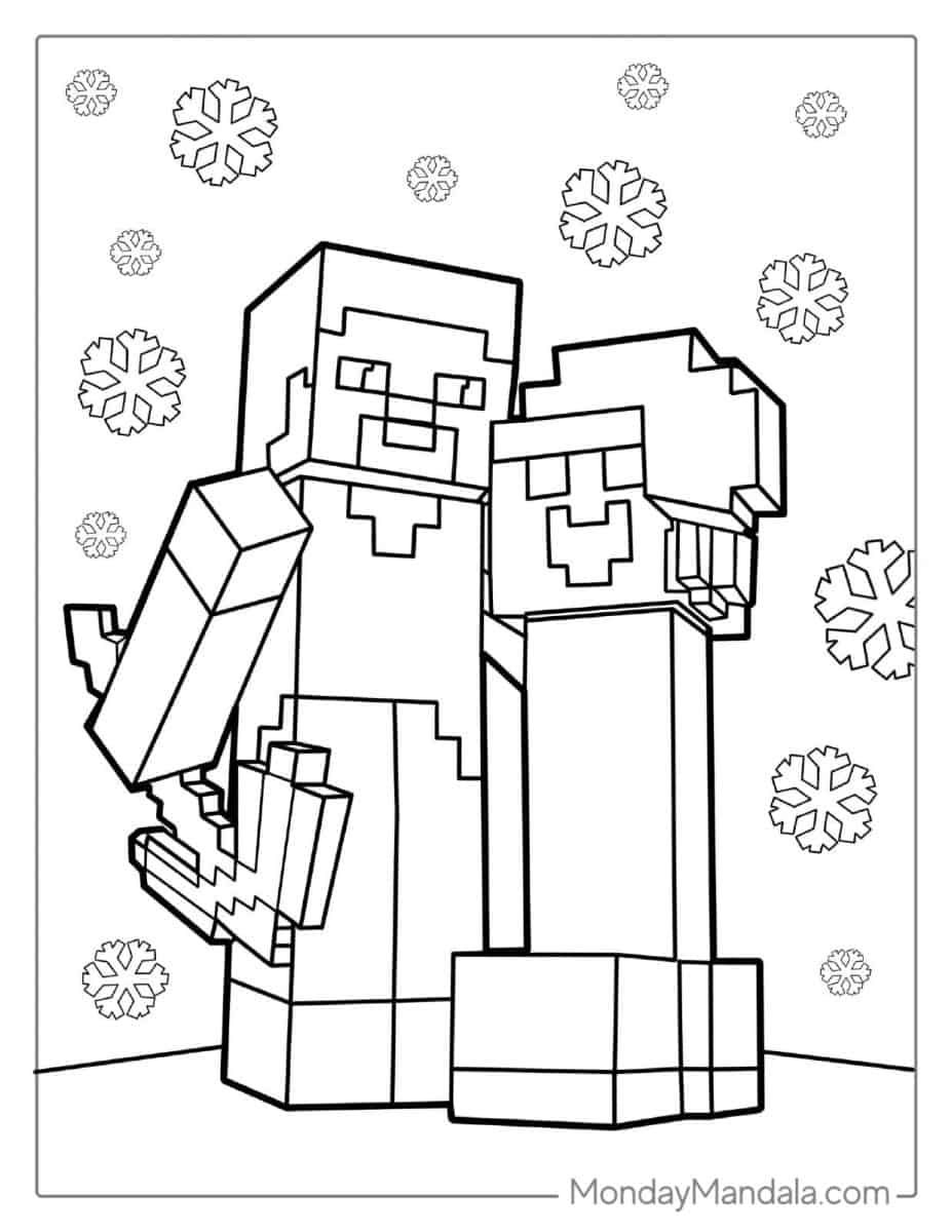 Çocuklar İçin Minecraft Boyama Sayfaları 