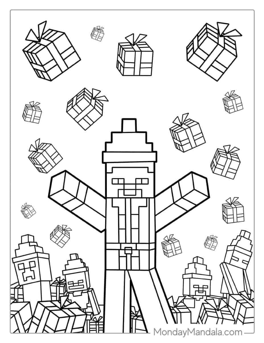 Çocuklar İçin Minecraft Boyama Sayfaları 