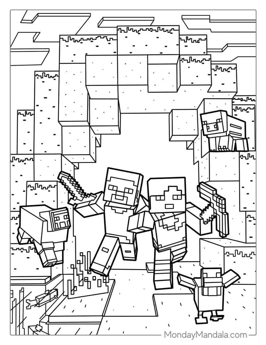 Çocuklar İçin Minecraft Boyama Sayfaları 