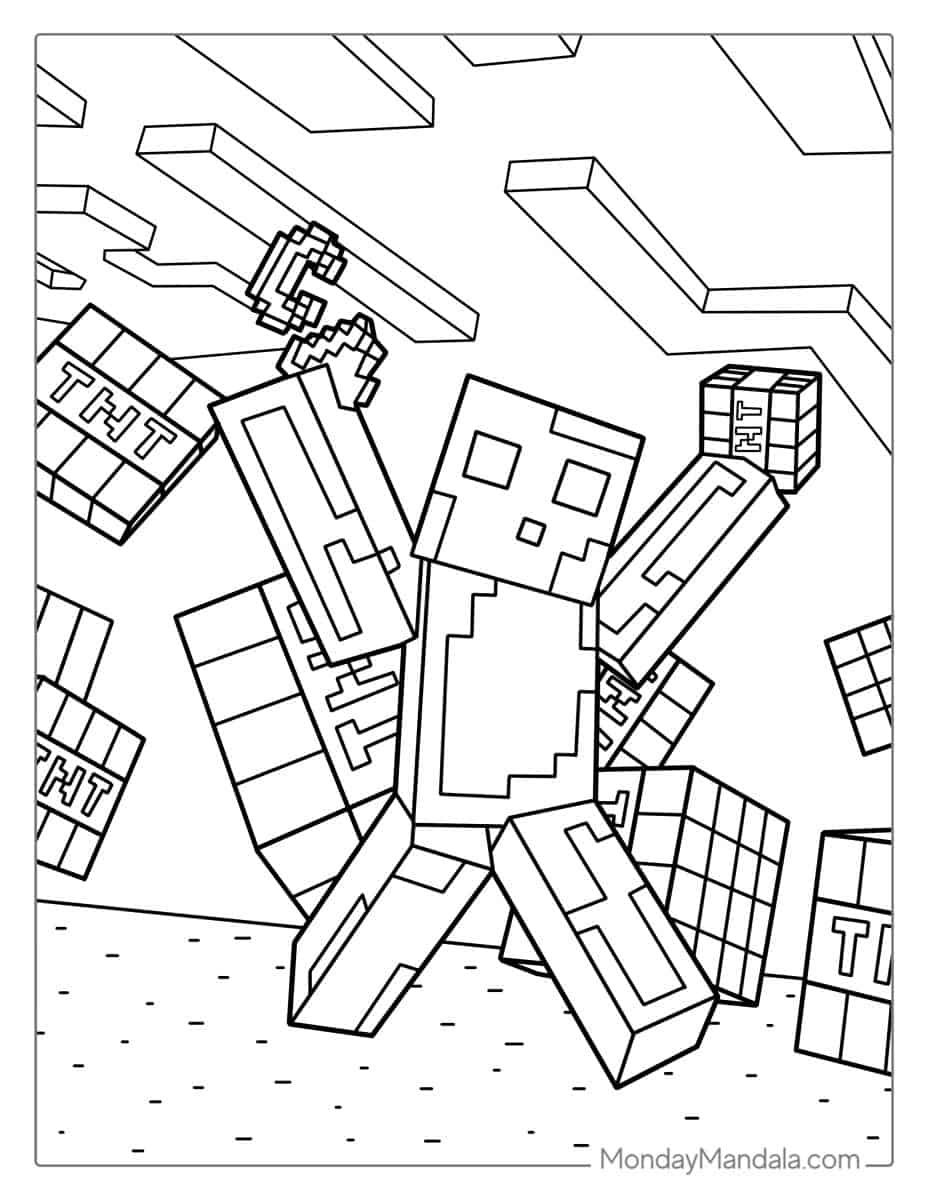 Çocuklar İçin Minecraft Boyama Sayfaları 