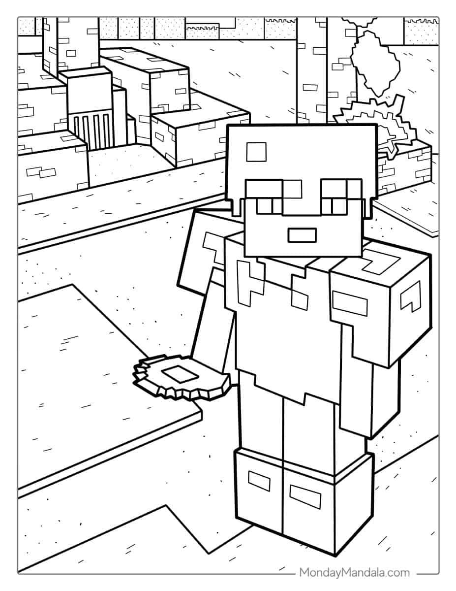 Çocuklar İçin Minecraft Boyama Sayfaları 