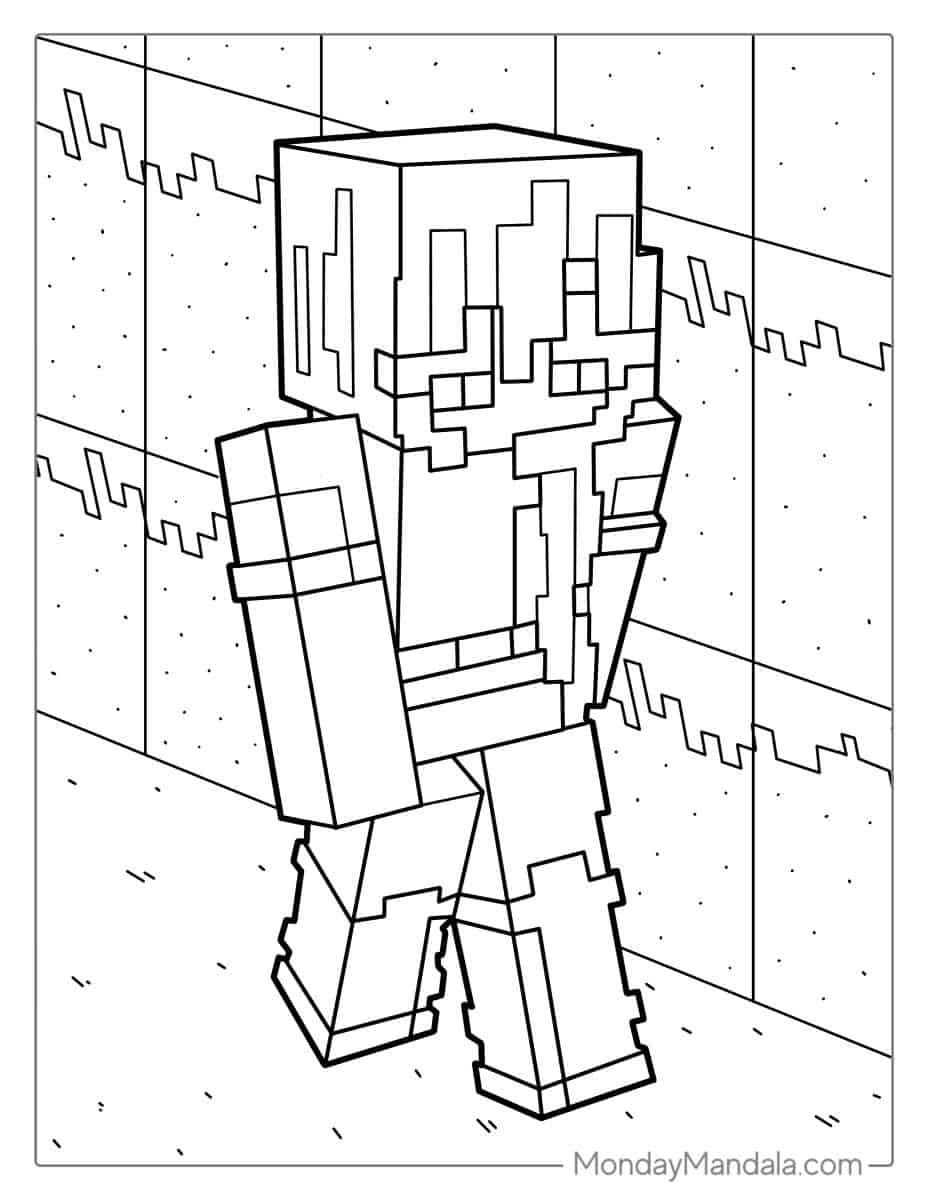 Çocuklar İçin Minecraft Boyama Sayfaları 