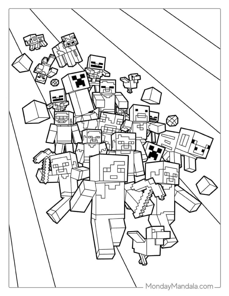 Çocuklar İçin Minecraft Boyama Sayfaları 