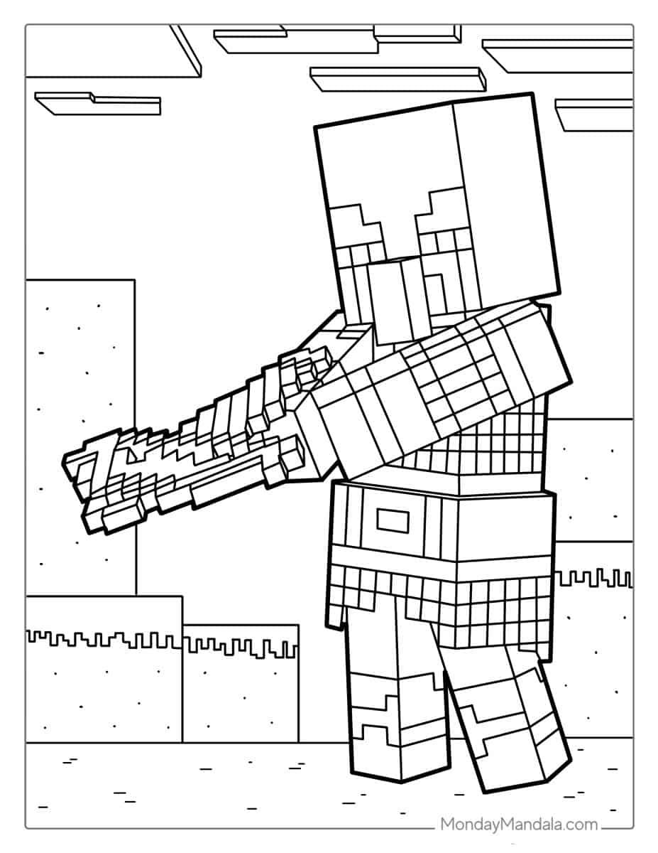 Çocuklar İçin Minecraft Boyama Sayfaları 