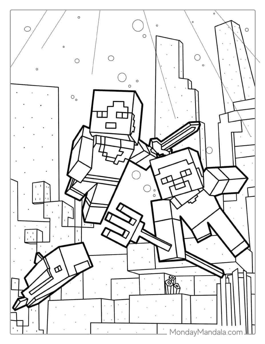 Çocuklar İçin Minecraft Boyama Sayfaları 