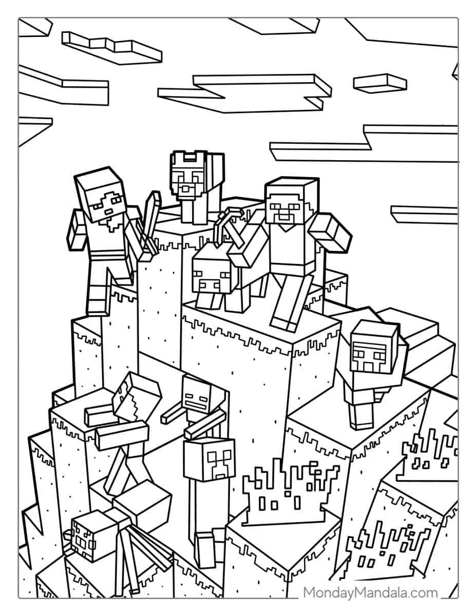 Çocuklar İçin Minecraft Boyama Sayfaları 