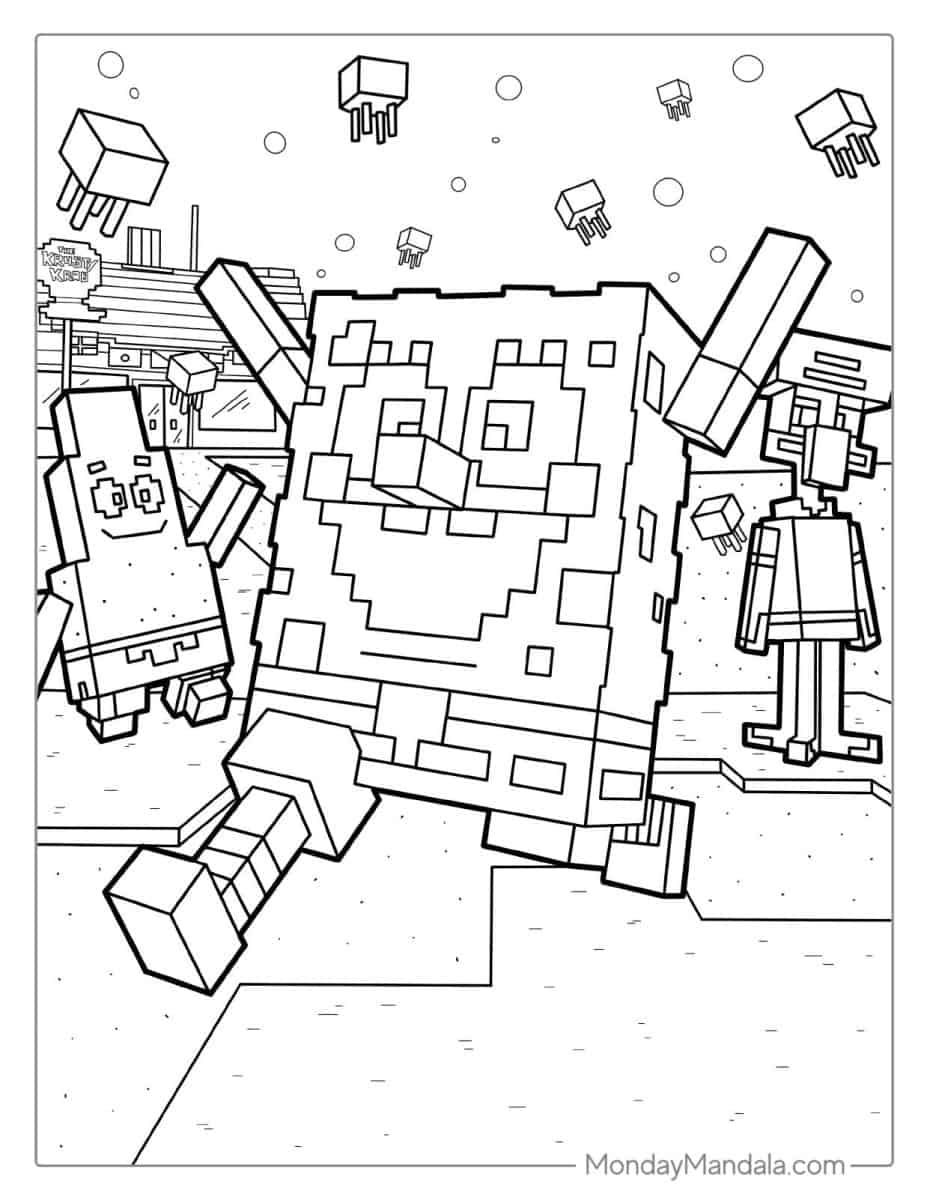 Çocuklar İçin Minecraft Boyama Sayfaları 