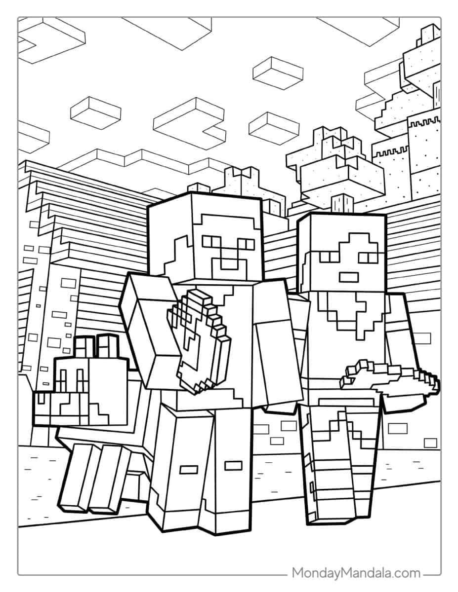 Çocuklar İçin Minecraft Boyama Sayfaları 