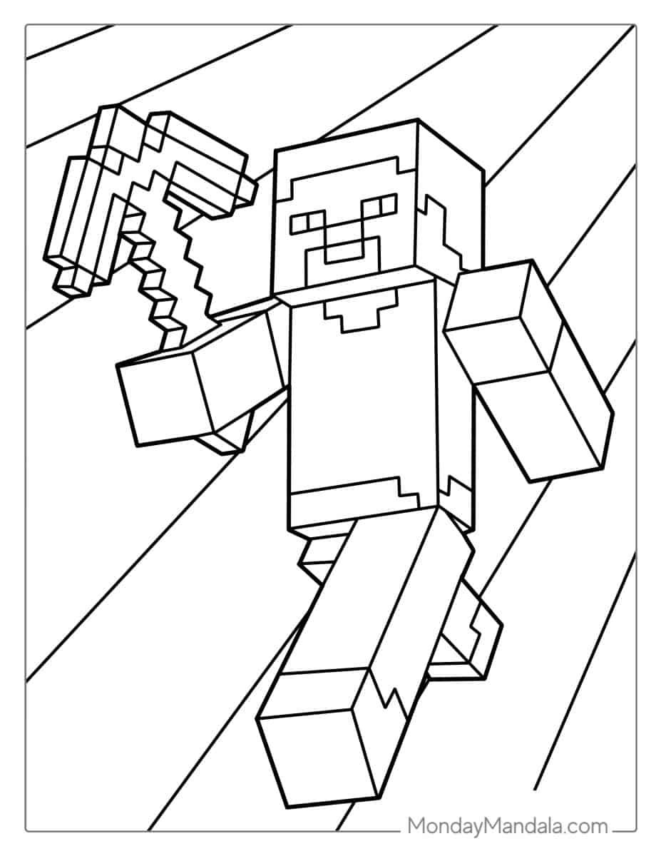 Çocuklar İçin Minecraft Boyama Sayfaları 