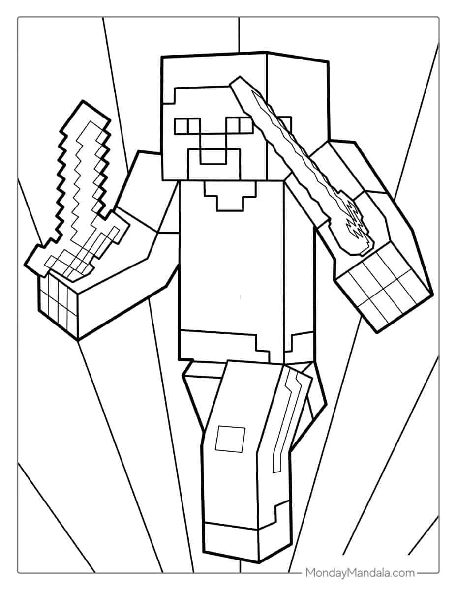 Çocuklar İçin Minecraft Boyama Sayfaları 