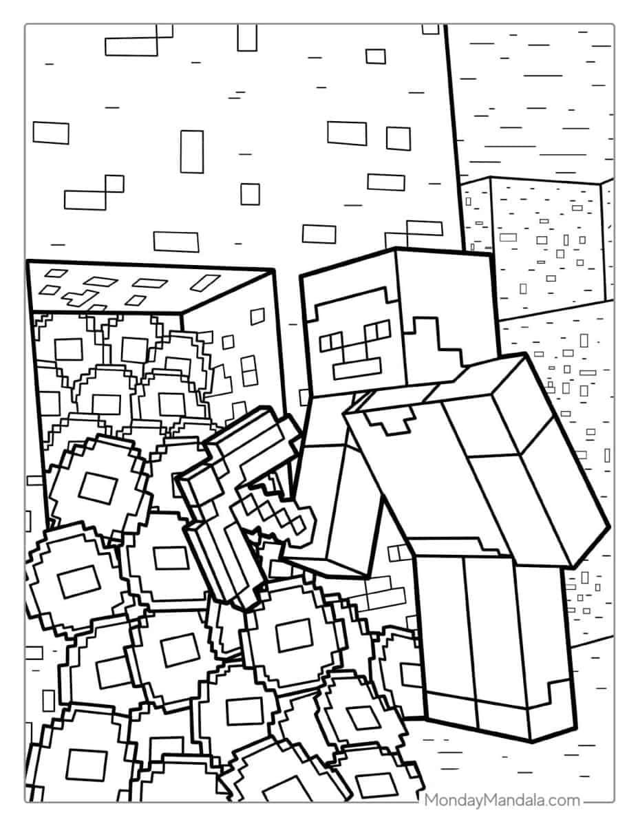 Çocuklar İçin Minecraft Boyama Sayfaları 