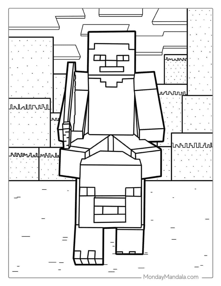 Çocuklar İçin Minecraft Boyama Sayfaları 