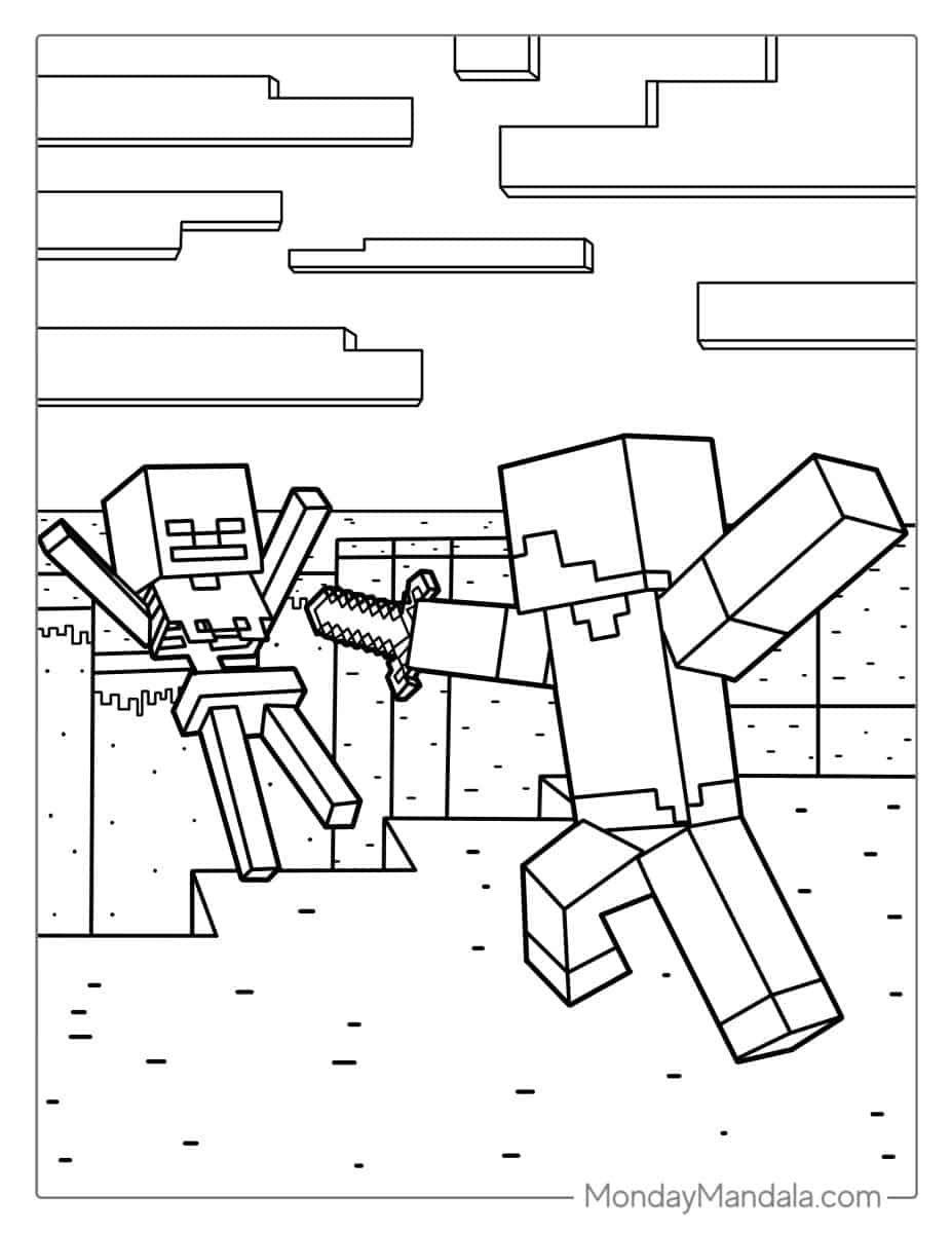 Çocuklar İçin Minecraft Boyama Sayfaları 