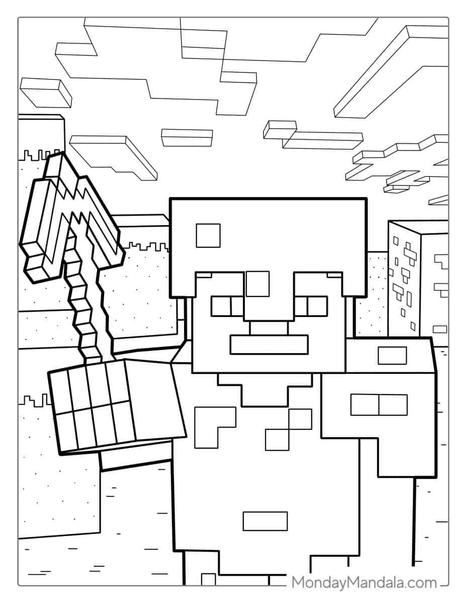 Çocuklar İçin Minecraft Boyama Sayfaları 