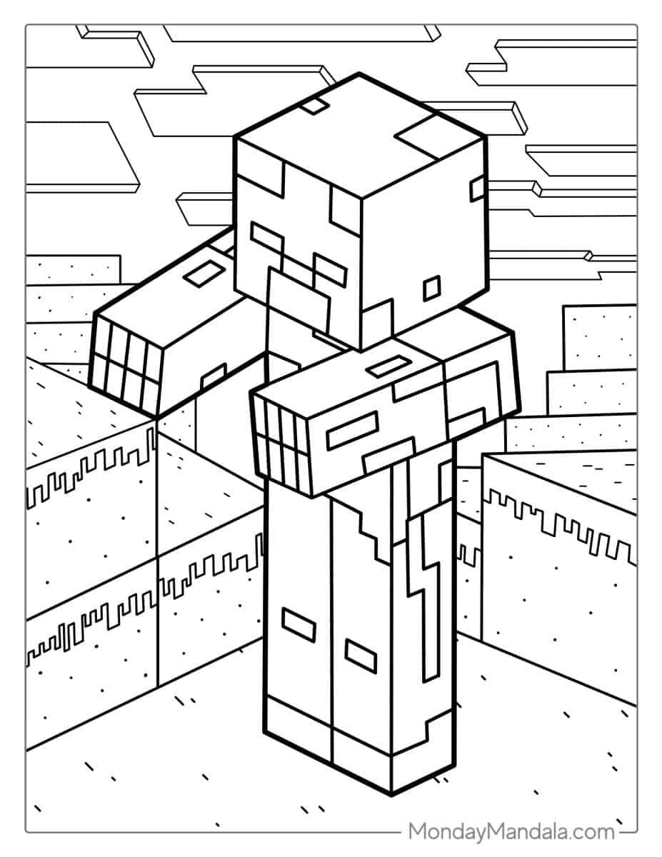 Çocuklar İçin Minecraft Boyama Sayfaları 