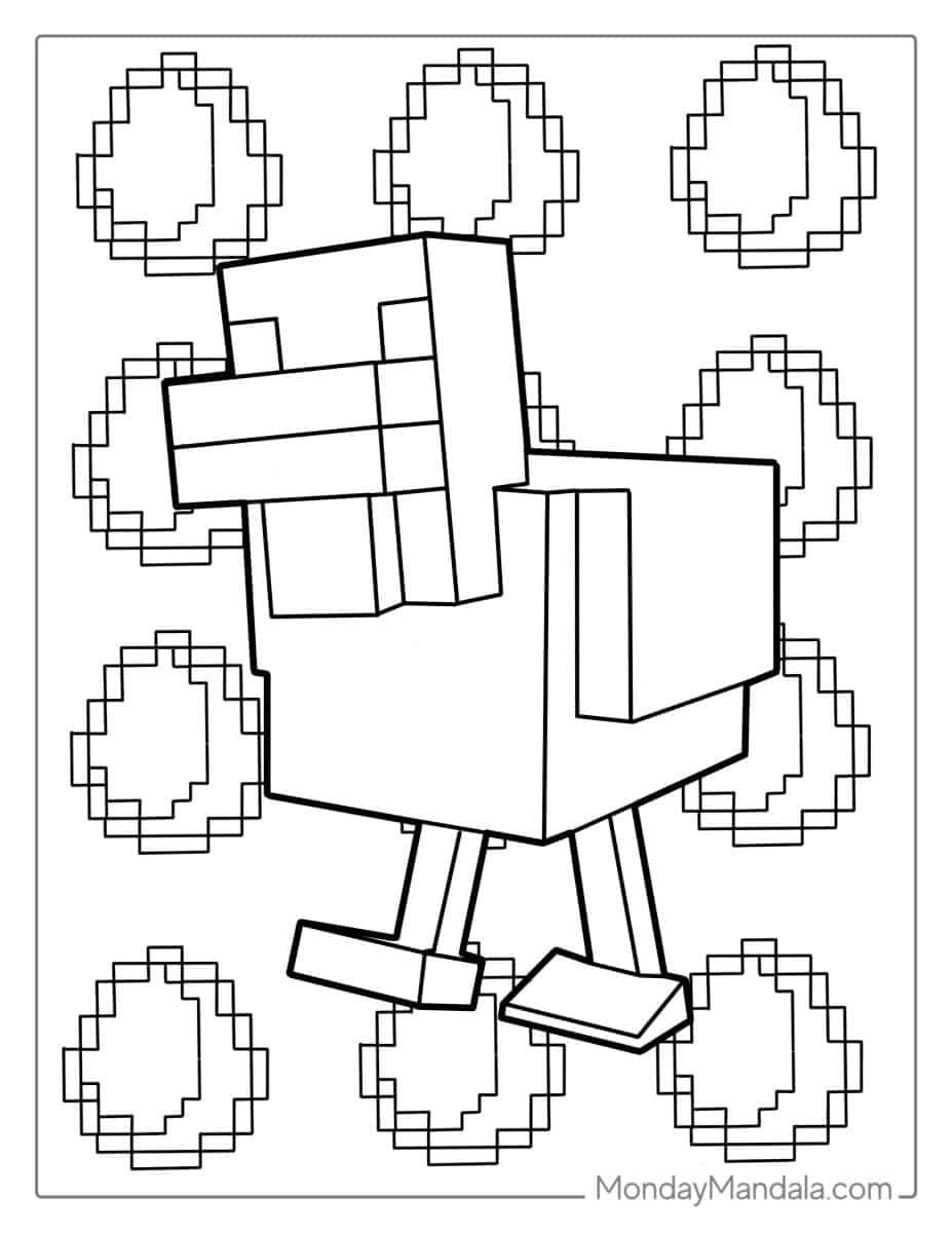 Çocuklar İçin Minecraft Boyama Sayfaları 
