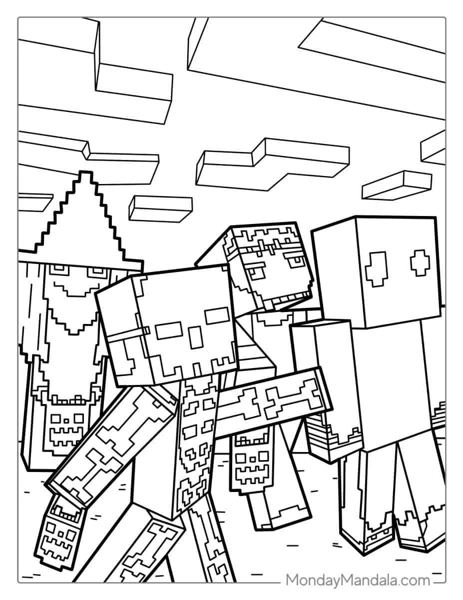 Çocuklar İçin Minecraft Boyama Sayfaları 