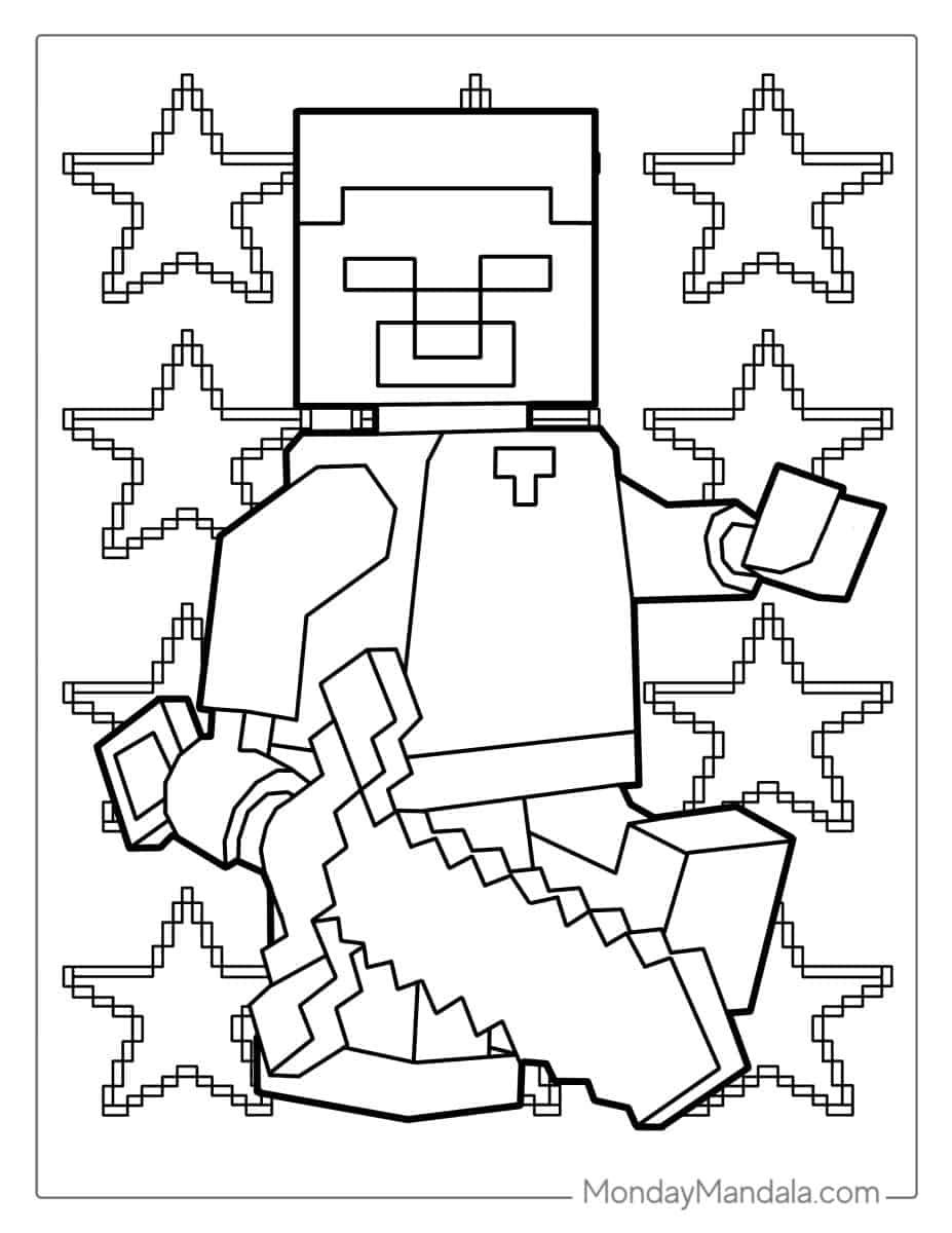 Çocuklar İçin Minecraft Boyama Sayfaları 