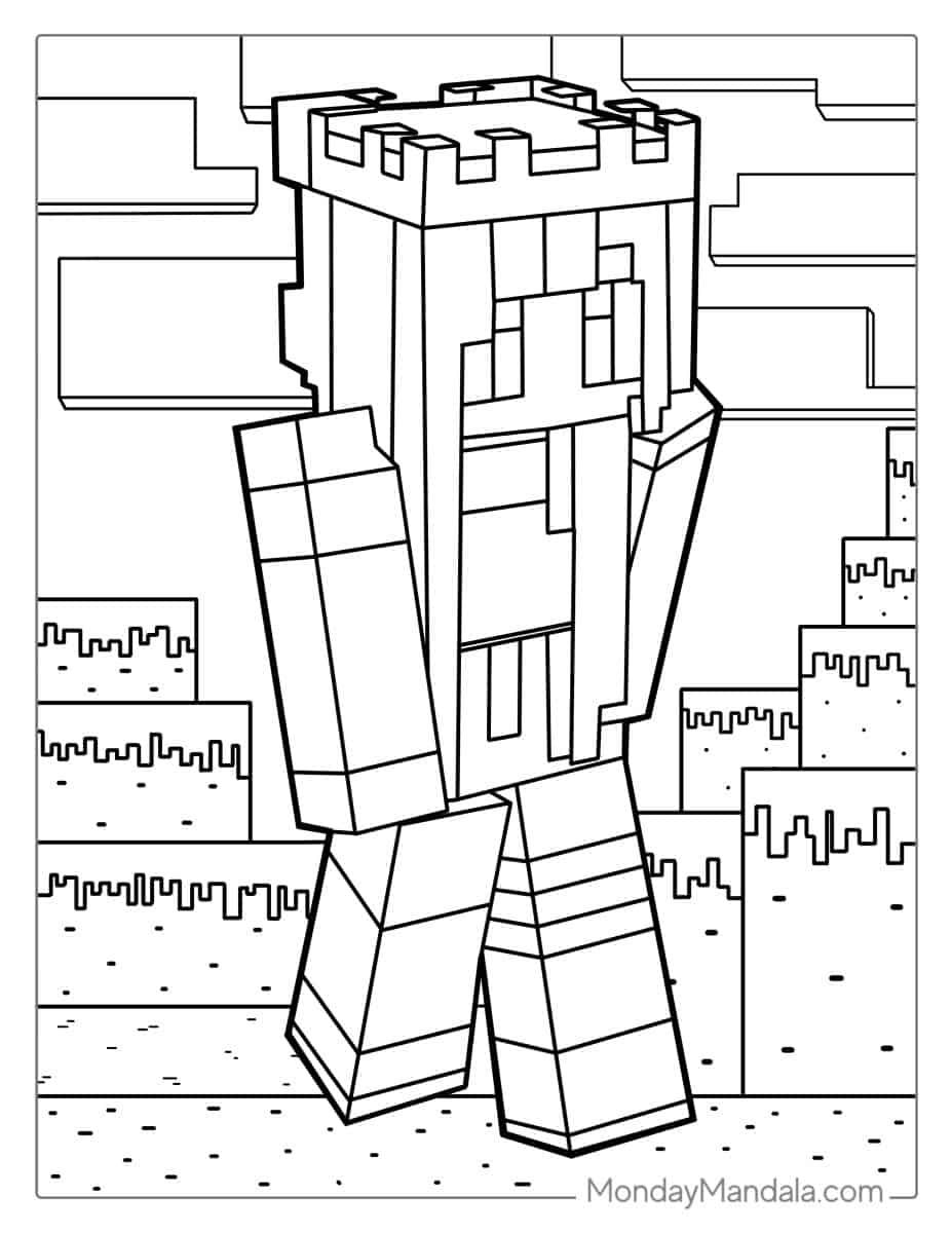 Çocuklar İçin Minecraft Boyama Sayfaları 