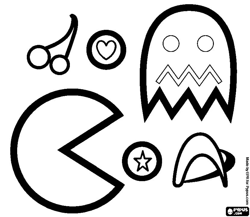 Çocuklar İçin Pac Man Boyama Sayfaları 