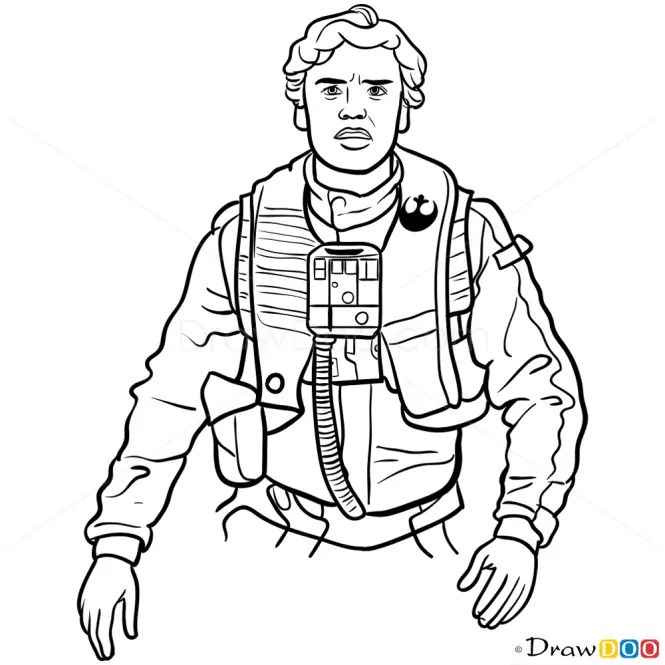 Çocuklar İçin Poe Dameron Boyama Sayfaları 