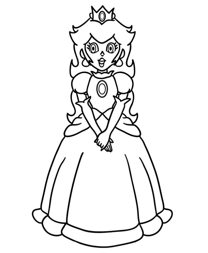 Çocuklar İçin Princess Peach Boyama Sayfaları 