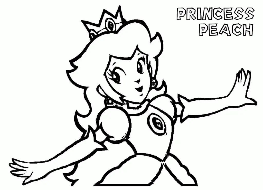 Çocuklar İçin Princess Peach Boyama Sayfaları 