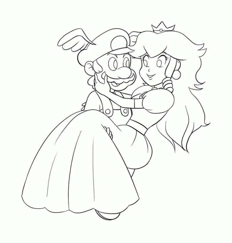 Çocuklar İçin Princess Peach Boyama Sayfaları 