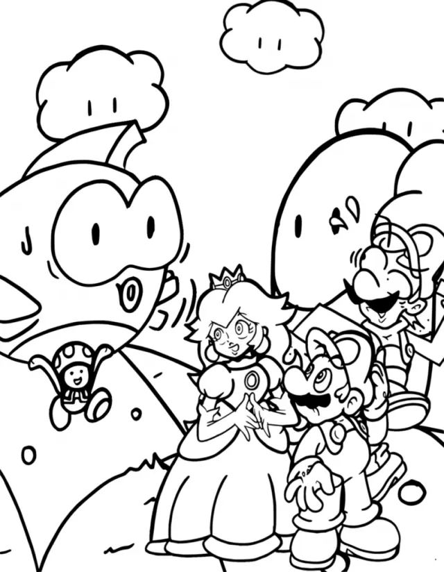 Çocuklar İçin Princess Peach Boyama Sayfaları 