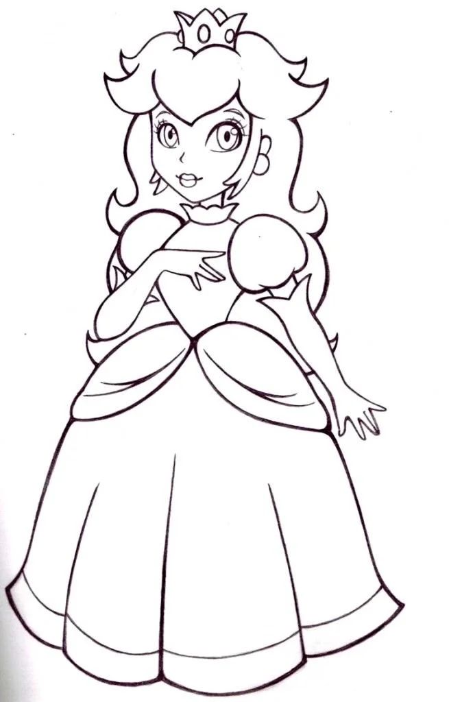 Çocuklar İçin Princess Peach Boyama Sayfaları 