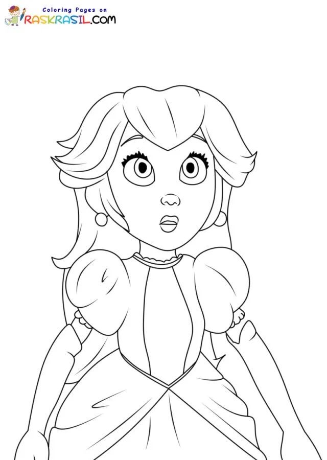 Çocuklar İçin Princess Peach Boyama Sayfaları 