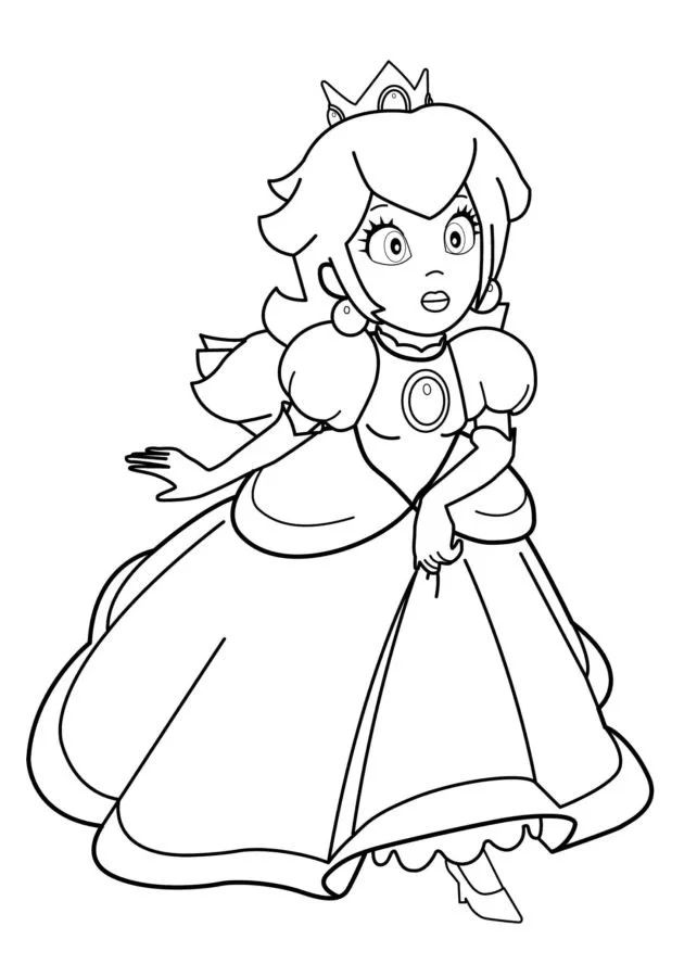 Çocuklar İçin Princess Peach Boyama Sayfaları 