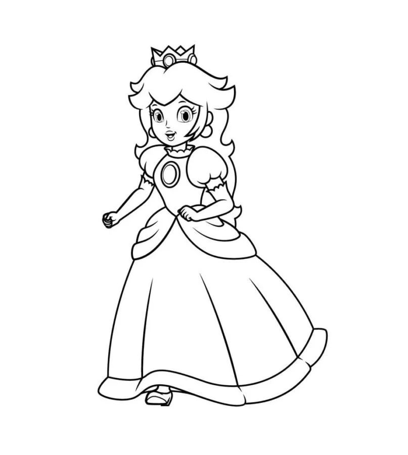 Çocuklar İçin Princess Peach Boyama Sayfaları 