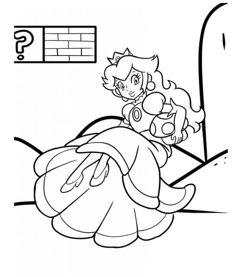 Çocuklar İçin Princess Peach Boyama Sayfaları 