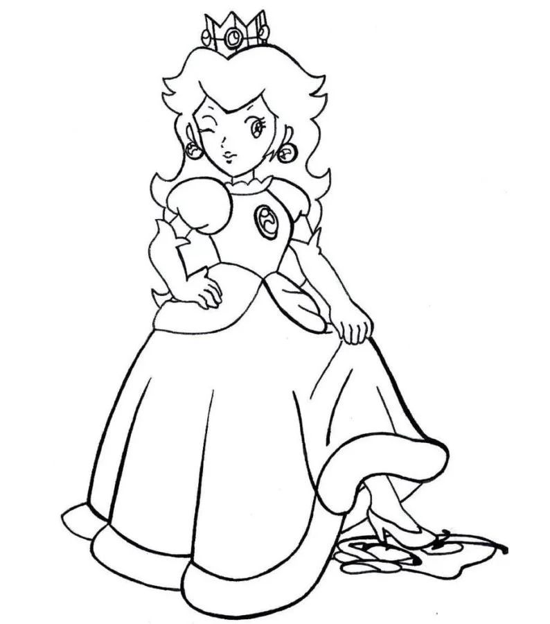 Çocuklar İçin Princess Peach Boyama Sayfaları 