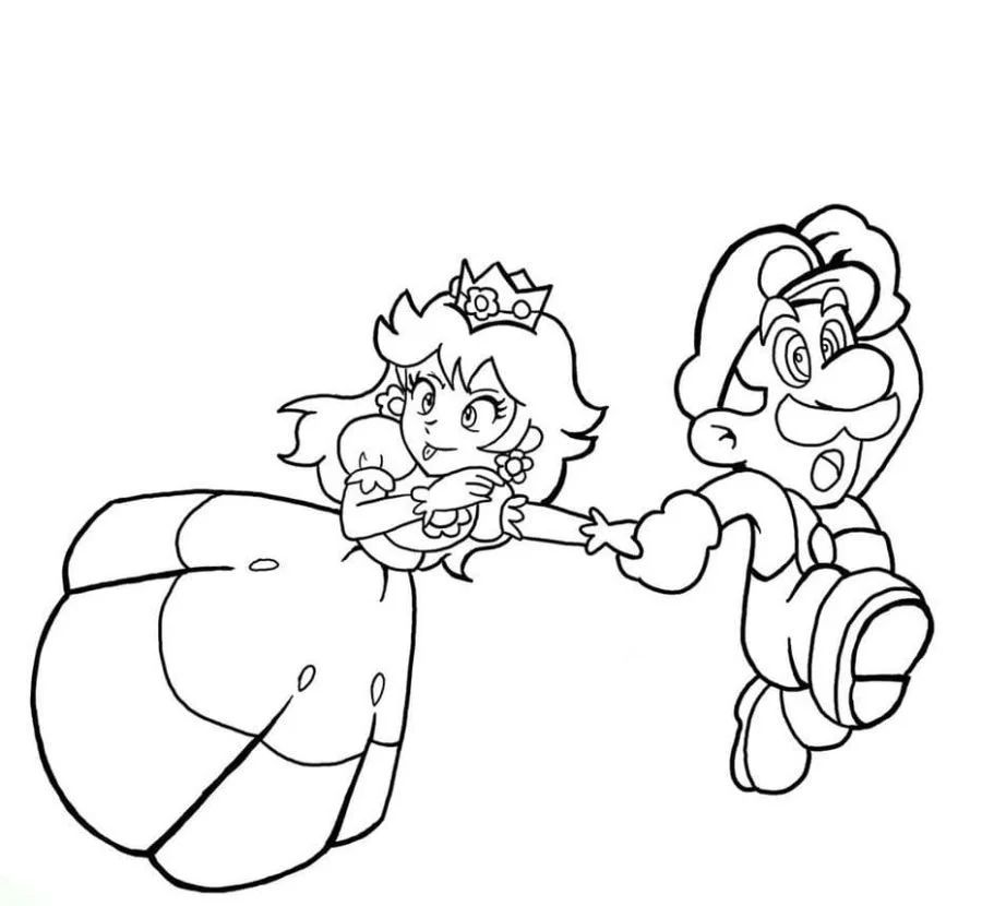 Çocuklar İçin Princess Peach Boyama Sayfaları 