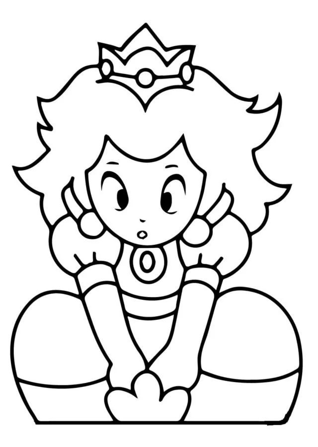 Çocuklar İçin Princess Peach Boyama Sayfaları 