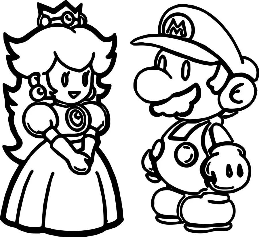 Çocuklar İçin Princess Peach Boyama Sayfaları 