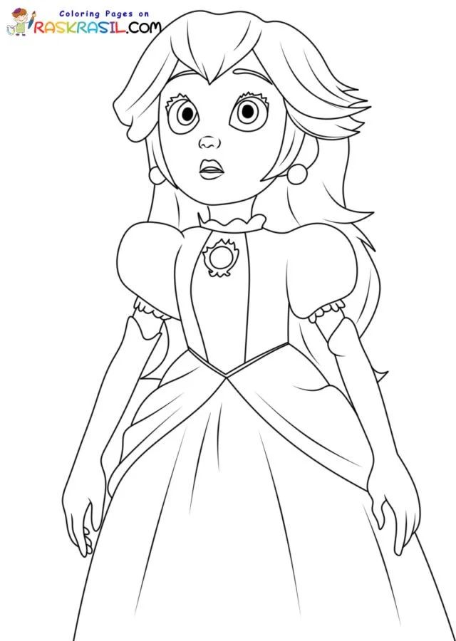 Çocuklar İçin Princess Peach Boyama Sayfaları 