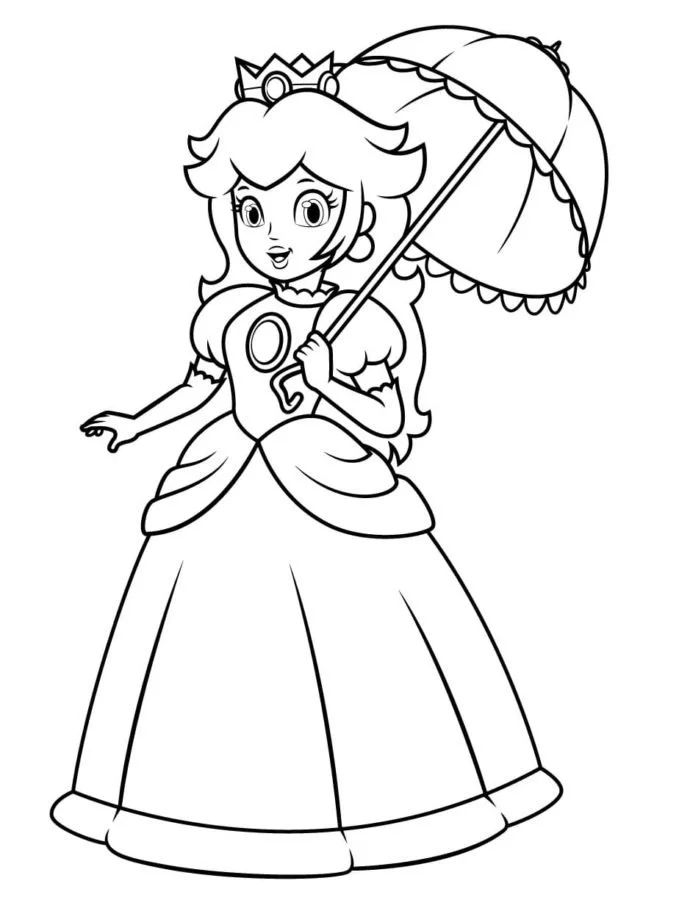 Çocuklar İçin Princess Peach Boyama Sayfaları 