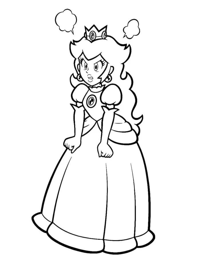 Çocuklar İçin Princess Peach Boyama Sayfaları 