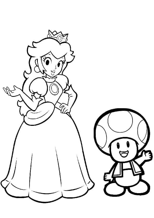 Çocuklar İçin Princess Peach Boyama Sayfaları 