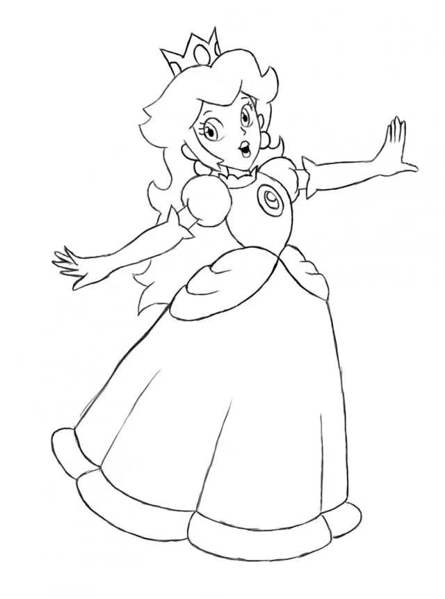 Çocuklar İçin Princess Peach Boyama Sayfaları 