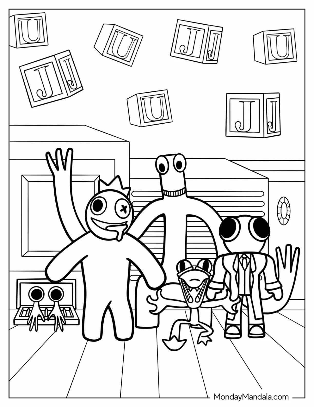 Çocuklar İçin Rainbow Friends Boyama Sayfaları 