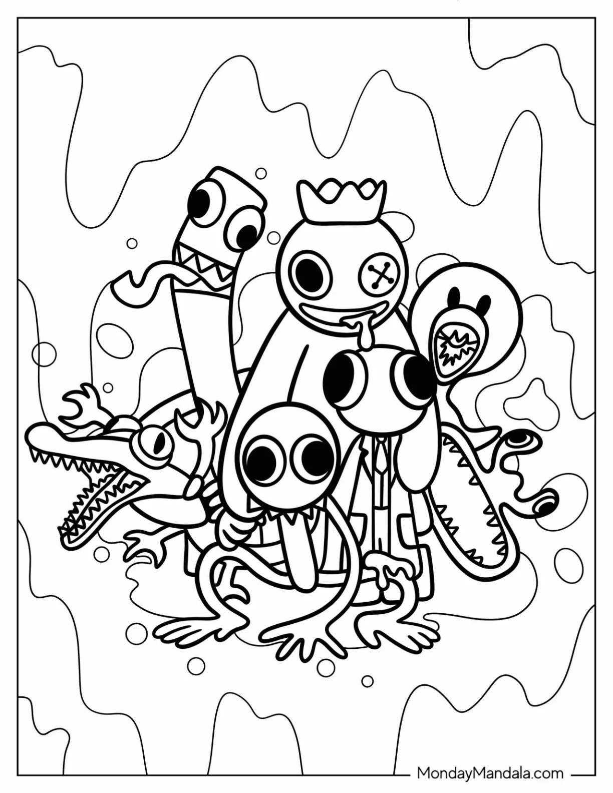 Çocuklar İçin Rainbow Friends Boyama Sayfaları 
