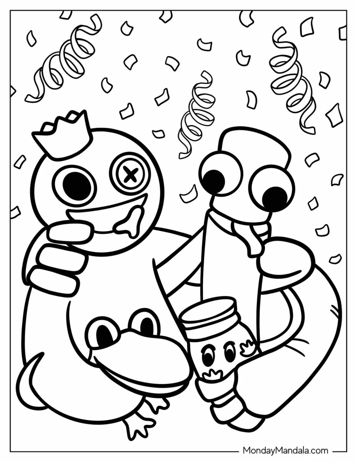 Çocuklar İçin Rainbow Friends Boyama Sayfaları 