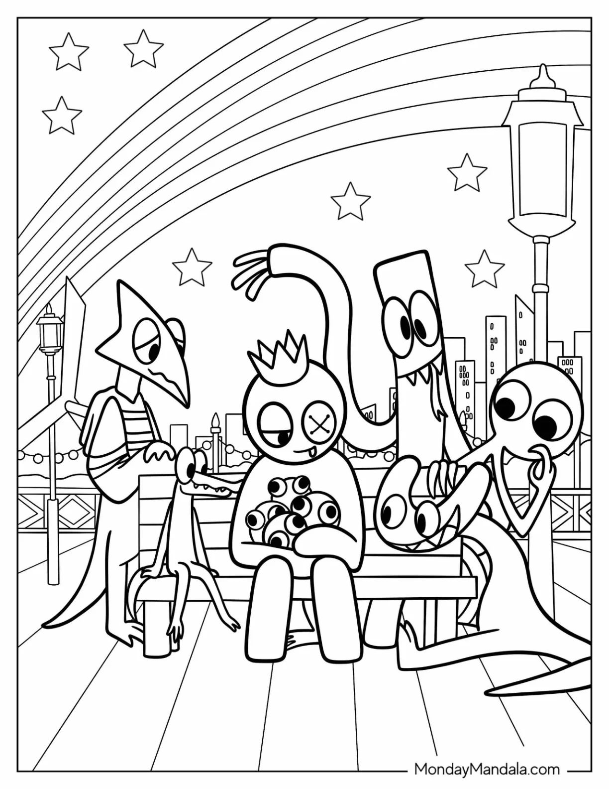 Çocuklar İçin Rainbow Friends Boyama Sayfaları 